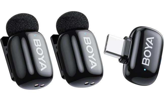 BOYA Mini-23 Wireless Lavalier Microphone for Android/iPhone 15/16,USB-C Plug & Play, 328ft 6H Battery, 3-Level AI Noise Reduction,AI Voice Changer for YouTube/TikTok/Recording (2TX+1RX,No Charging Case)
